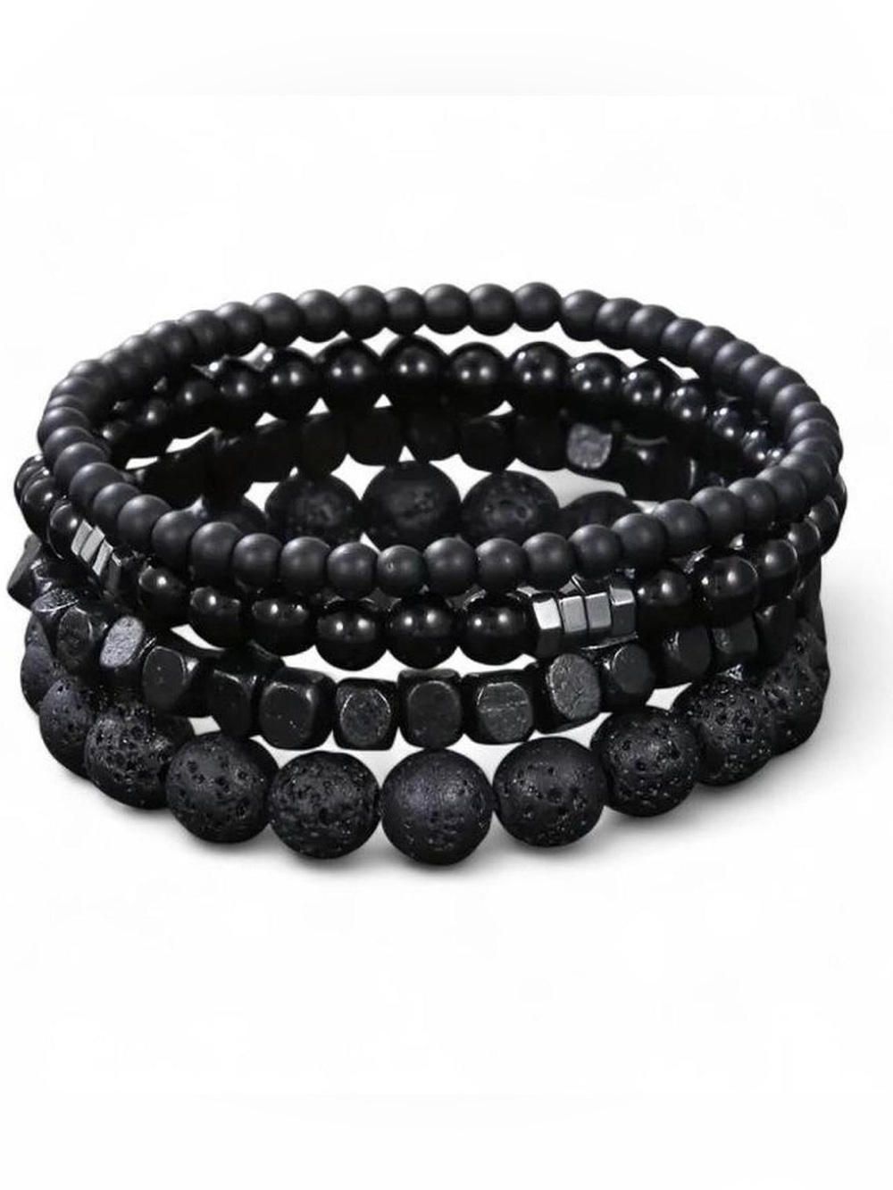 Set of four Black lava stone and plastic NWOT